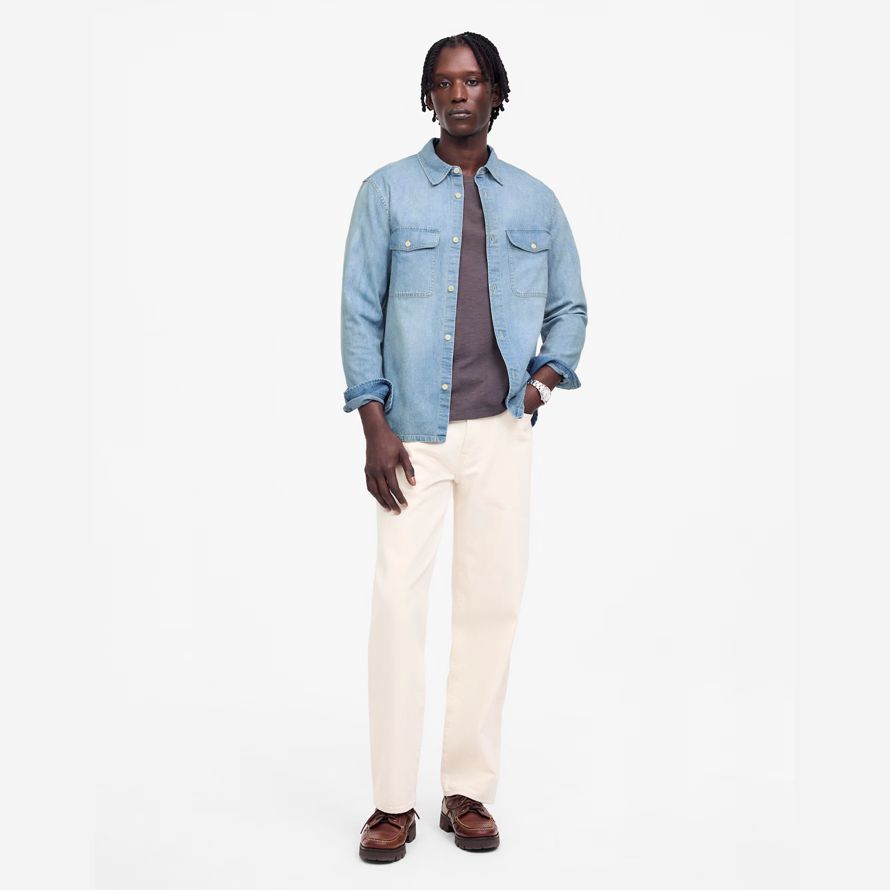 blue mens madewell work denim shirts
