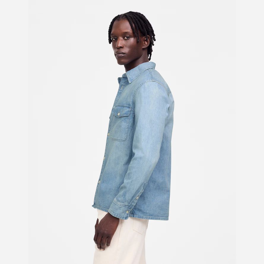 blue mens madewell work denim shirts