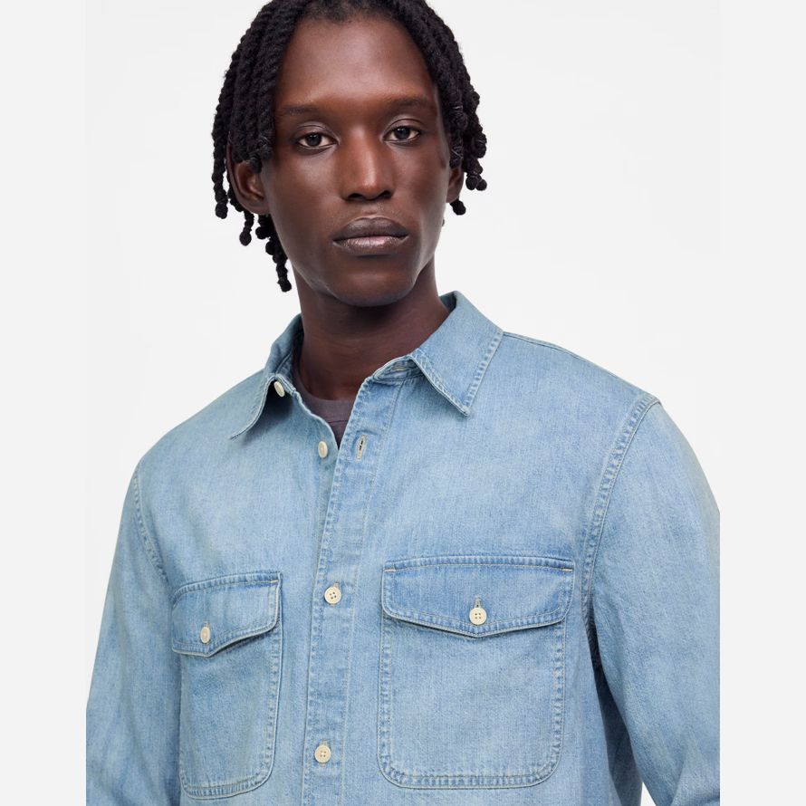 blue mens madewell work denim shirts