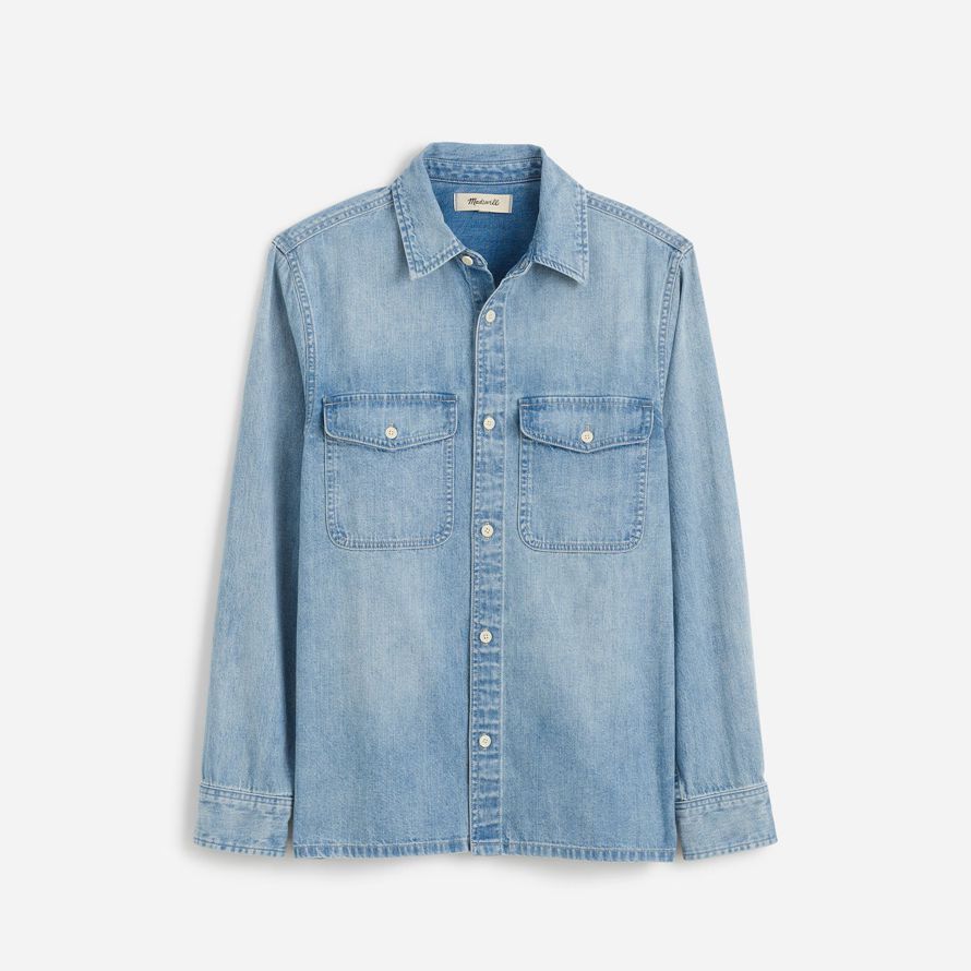 blue mens madewell work denim shirts
