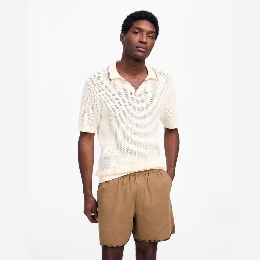 brown madewell blanket stitch everywear mens shorts