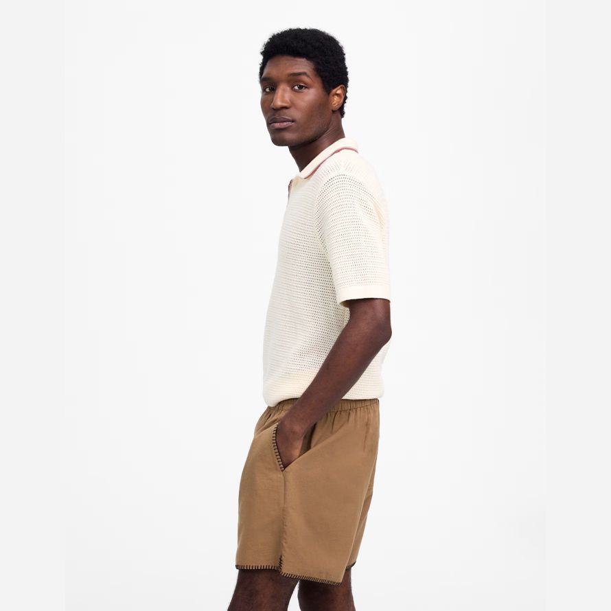 brown madewell blanket stitch everywear mens shorts