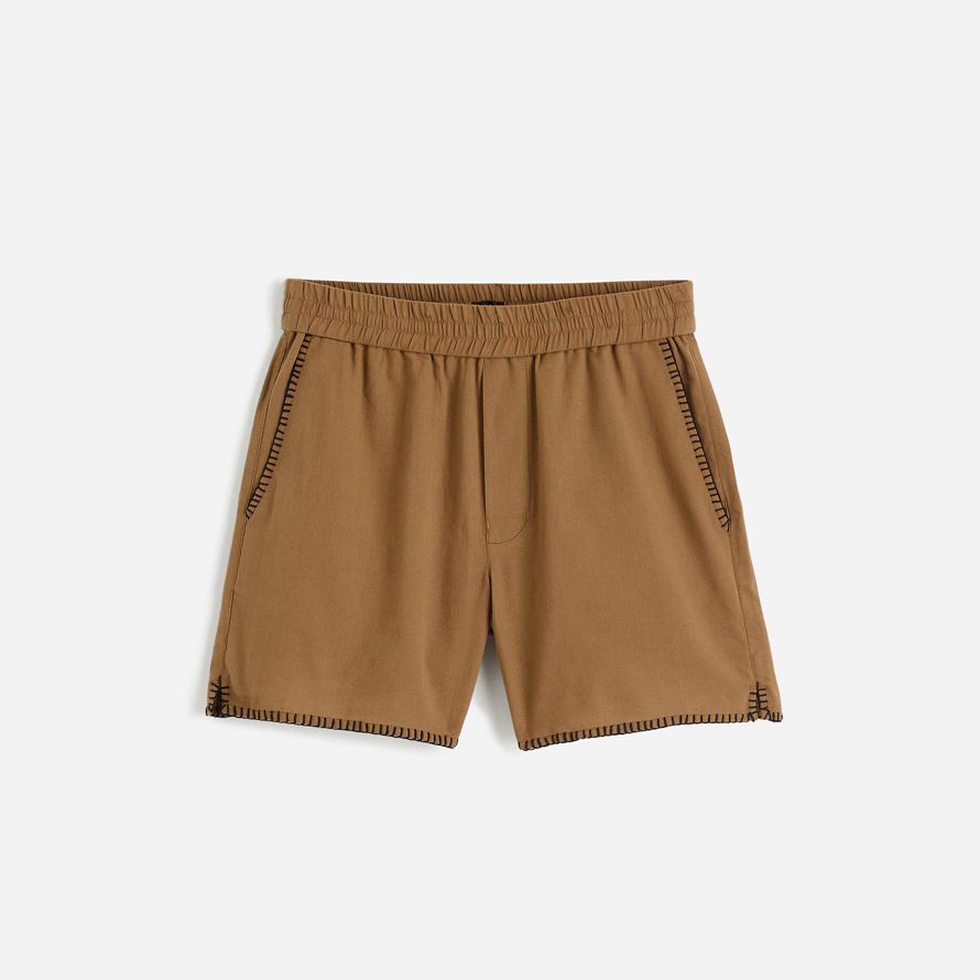 brown madewell blanket stitch everywear mens shorts