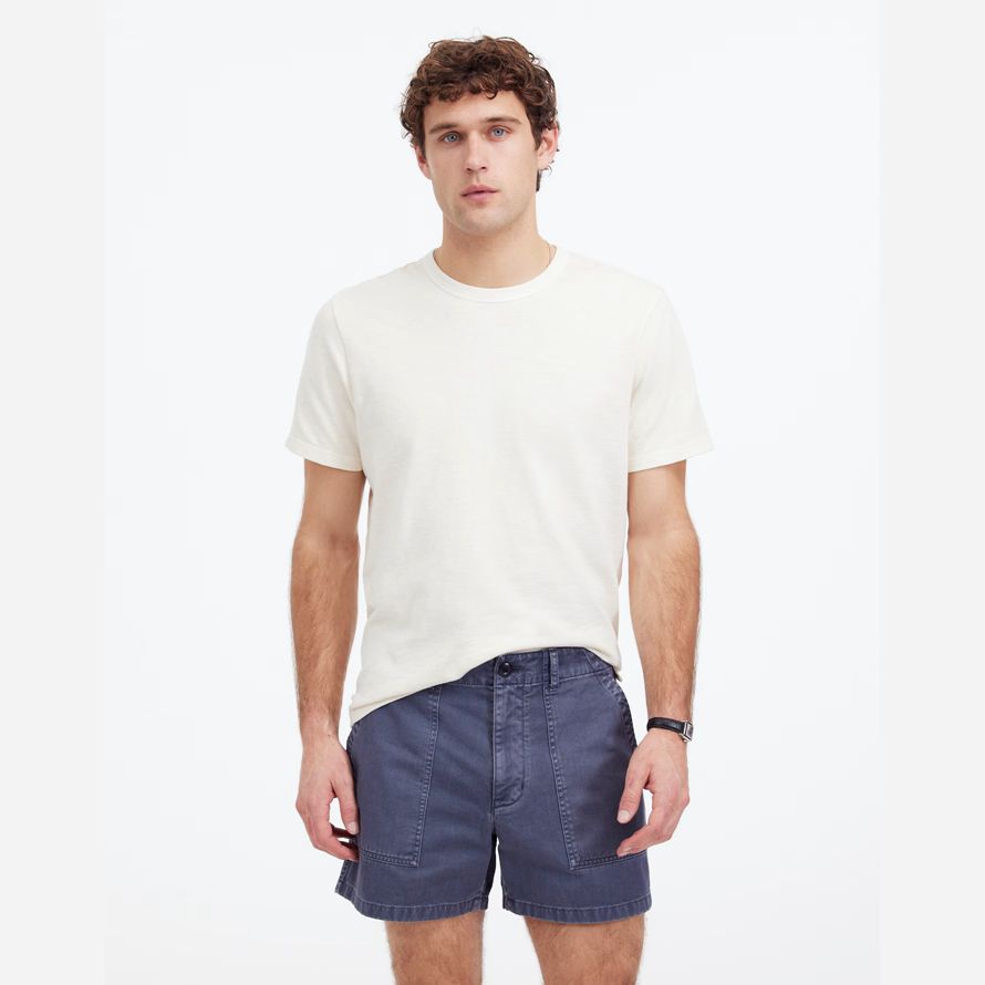 navy mens madewell fatigue cotton twill shorts