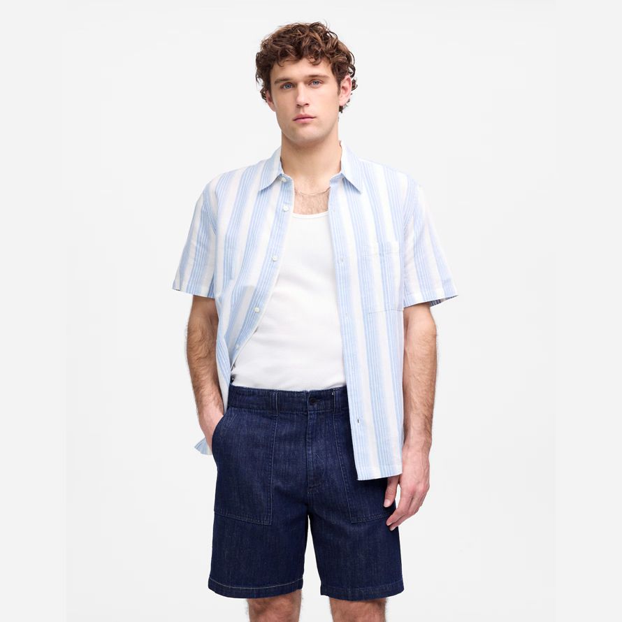 dark blue madewell patch pocket mens shorts