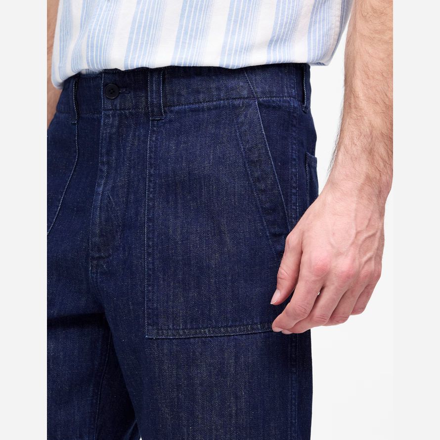 dark blue madewell patch pocket mens shorts