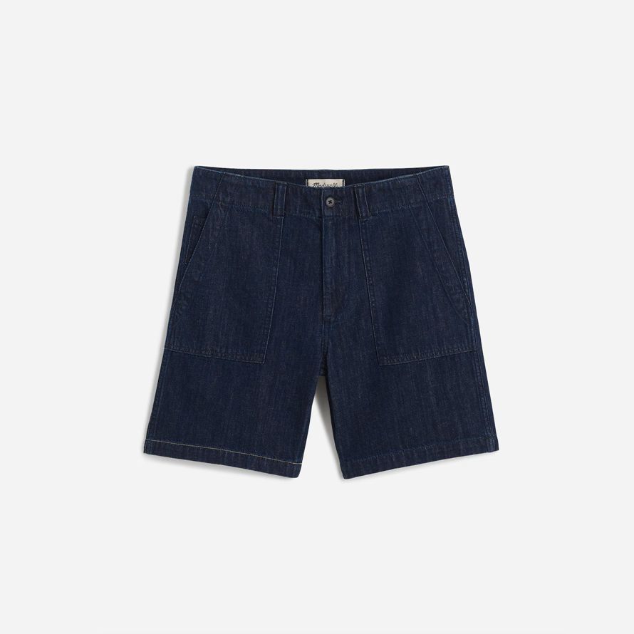dark blue madewell patch pocket mens shorts