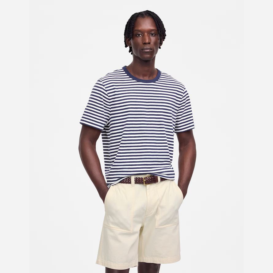 cream mens madewell patch pocket shorts