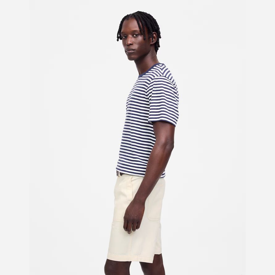 cream mens madewell patch pocket shorts