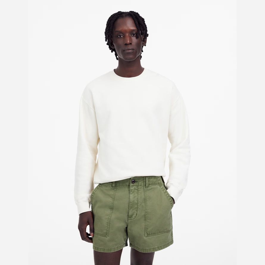 madewell fatigue cotton twill mens shorts green