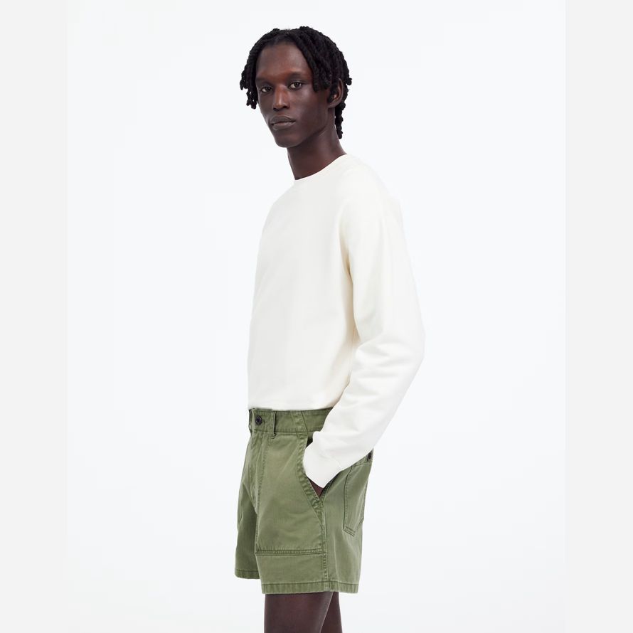madewell fatigue cotton twill mens shorts green