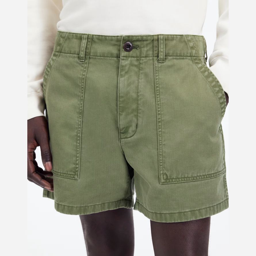 madewell fatigue cotton twill mens shorts green
