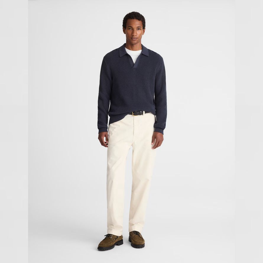 madewell shaker-stitch polo mens sweater navy