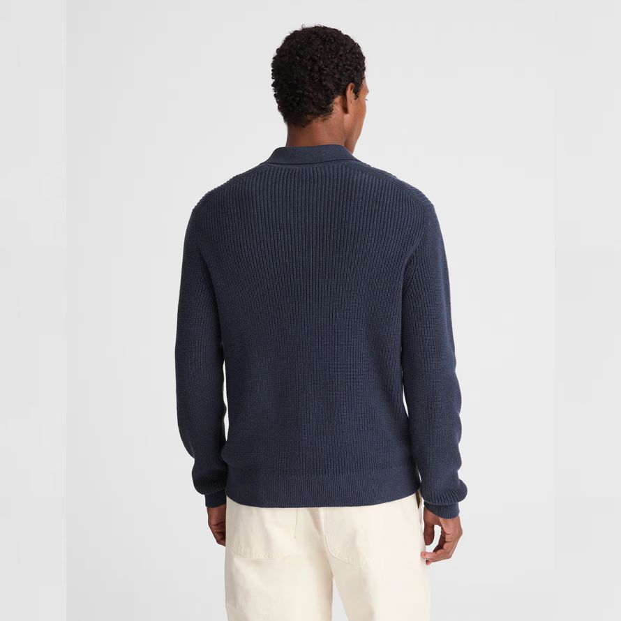 madewell shaker-stitch polo mens sweater navy