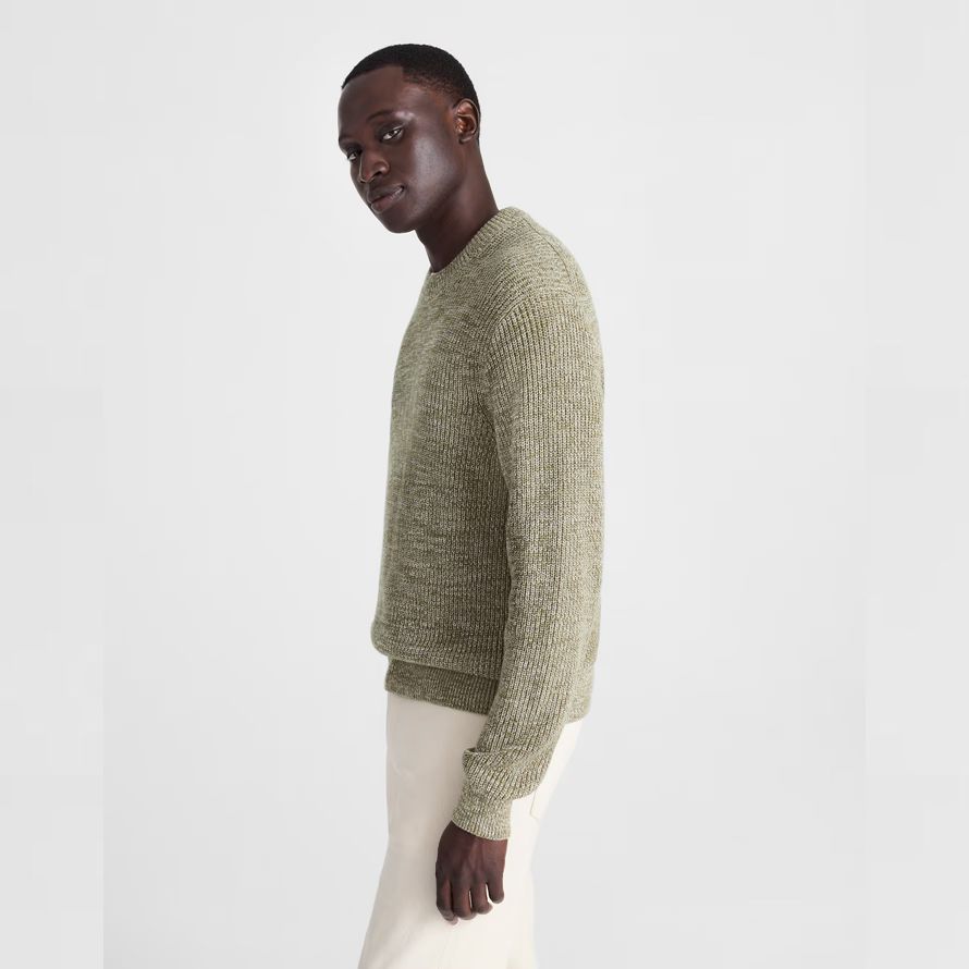 mens madewell cotton shaker-stitch crewneck sweater olive