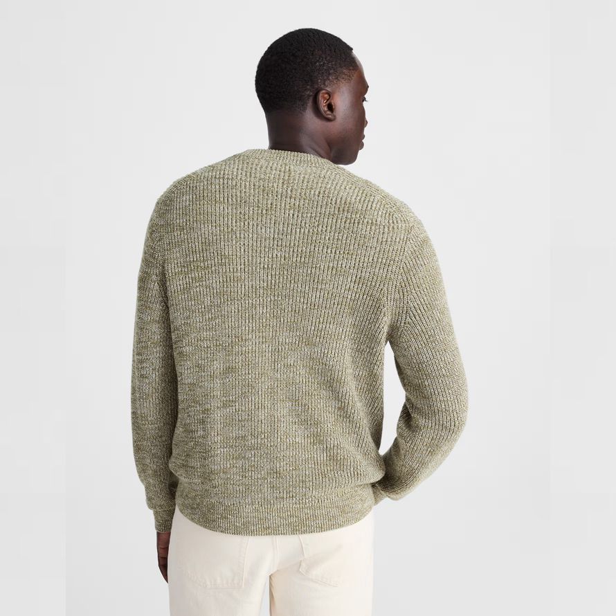 mens madewell cotton shaker-stitch crewneck sweater olive