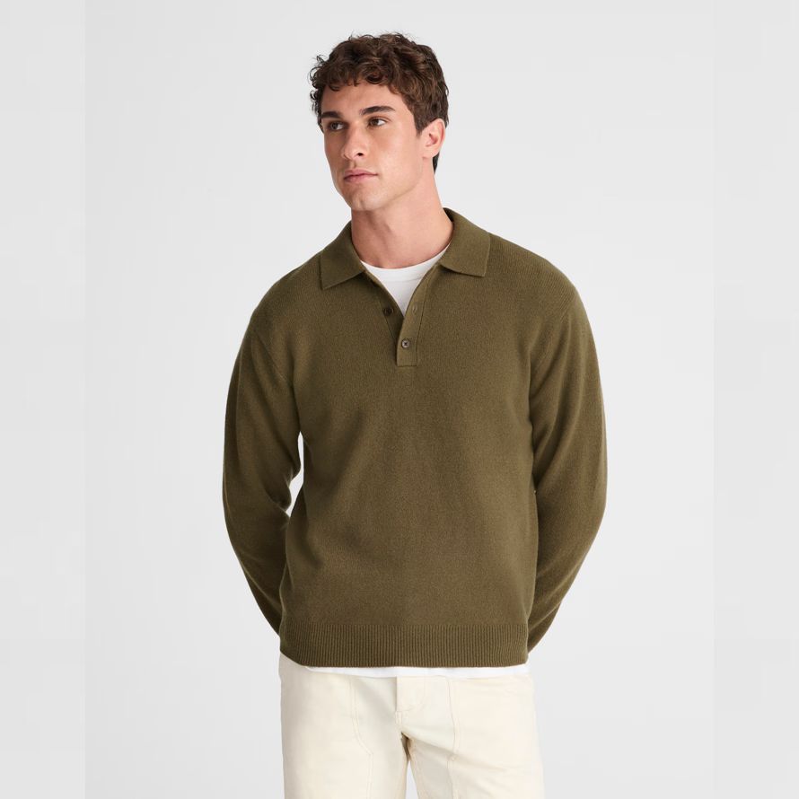 olive madewell heritage merino wool polo mens sweater