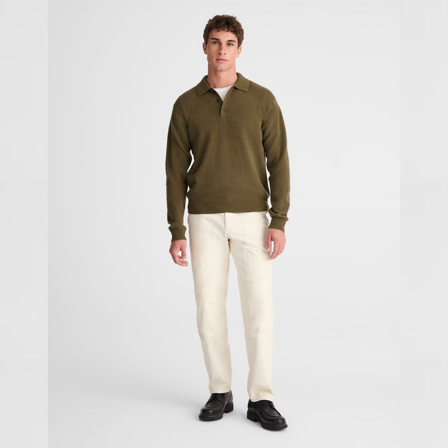 olive madewell heritage merino wool polo mens sweater