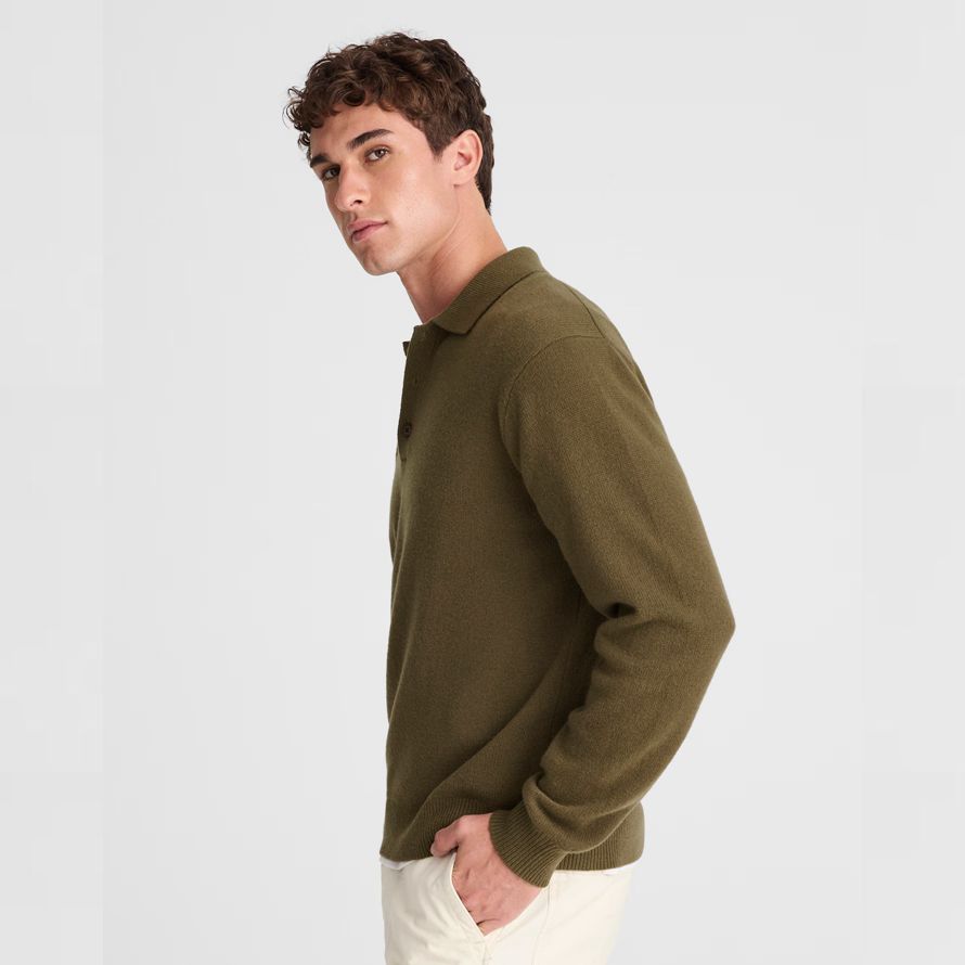 olive madewell heritage merino wool polo mens sweater
