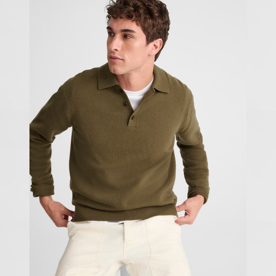 olive madewell heritage merino wool polo mens sweater