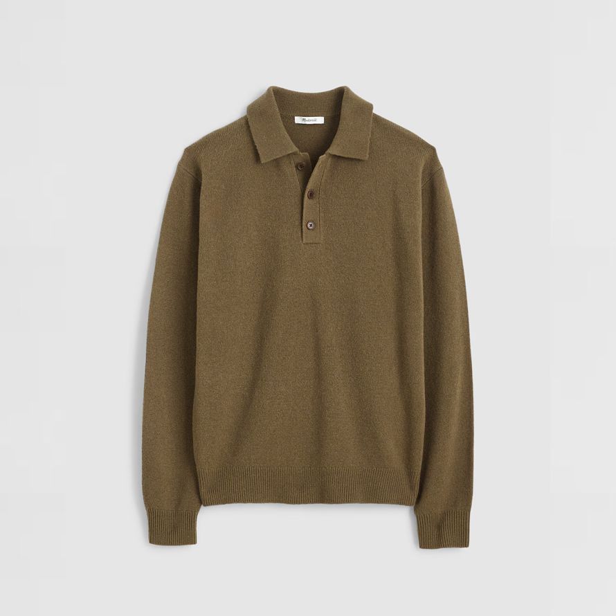 olive madewell heritage merino wool polo mens sweater
