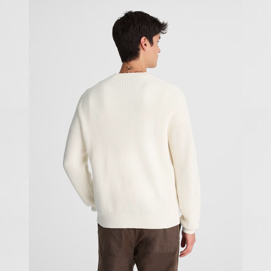 mens madewell cotton shaker-stitch crewneck sweater light cream