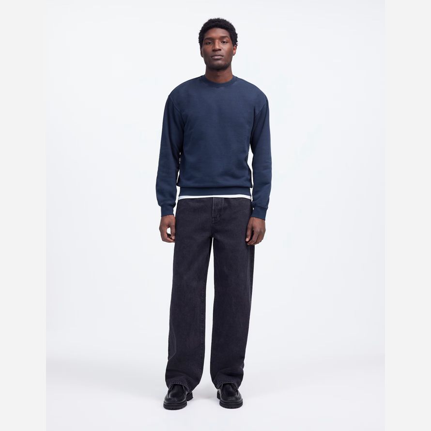 mens madewell the mccarren midweight crewneck sweatshirt navy