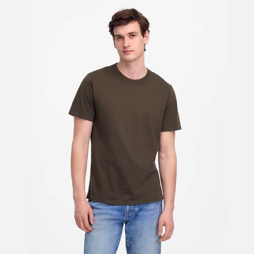 mens madewell garment-dyed allday crewneck t-shirts dark olive