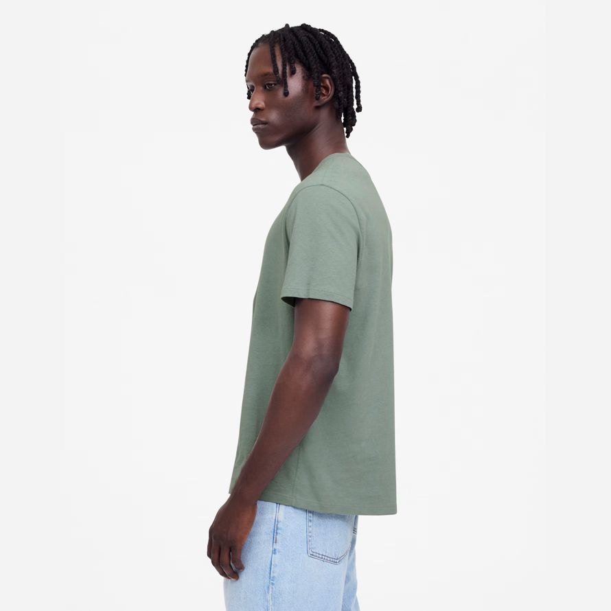 mens madewell allday cotton-linen blend t-shirts green