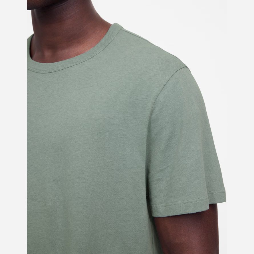 mens madewell allday cotton-linen blend t-shirts green