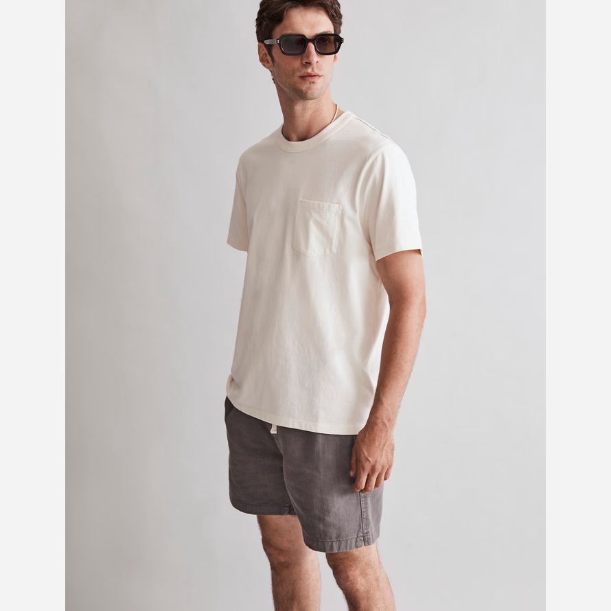 mens madewell garment-dyed allday crewneck pocket t-shirts cream