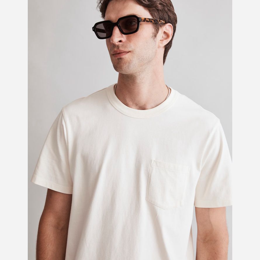 mens madewell garment-dyed allday crewneck pocket t-shirts cream