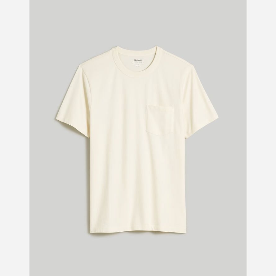 mens madewell garment-dyed allday crewneck pocket t-shirts cream