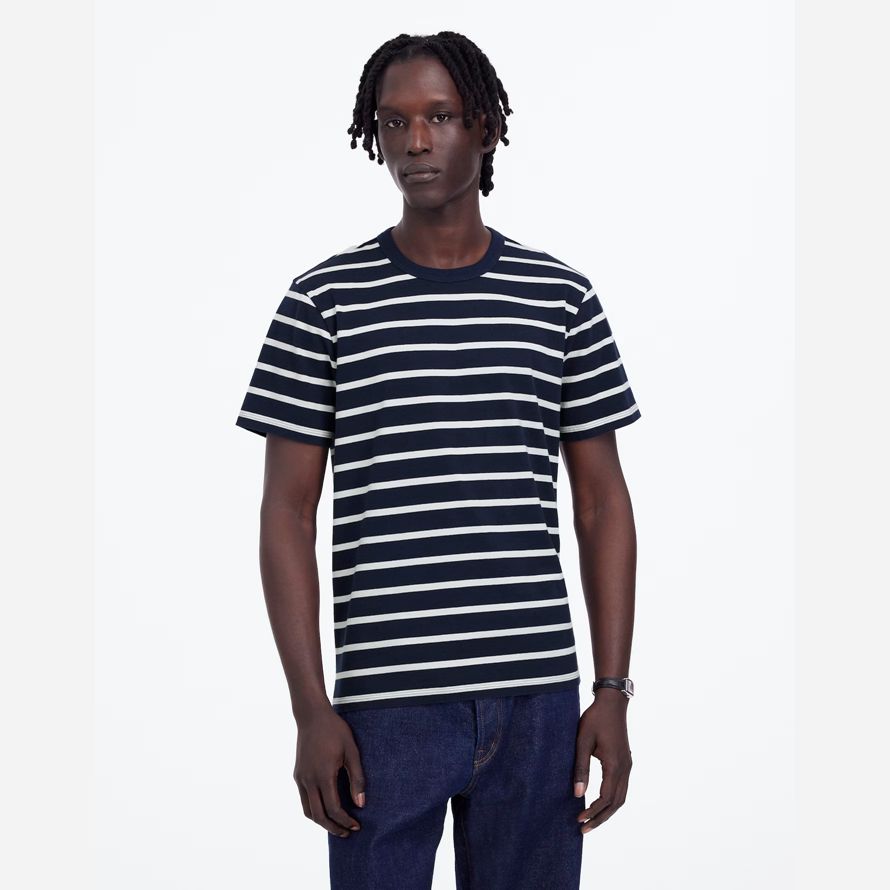 navy white mens madewell garment-dyed allday crewneck t-shirts