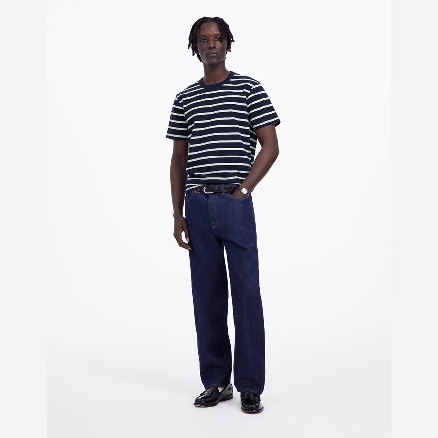 navy white mens madewell garment-dyed allday crewneck t-shirts