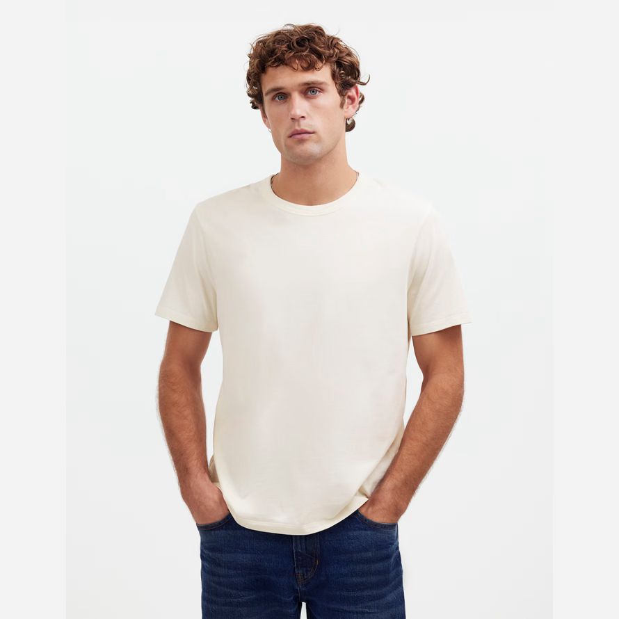 mens madewell garment-dyed allday crewneck t-shirts cream