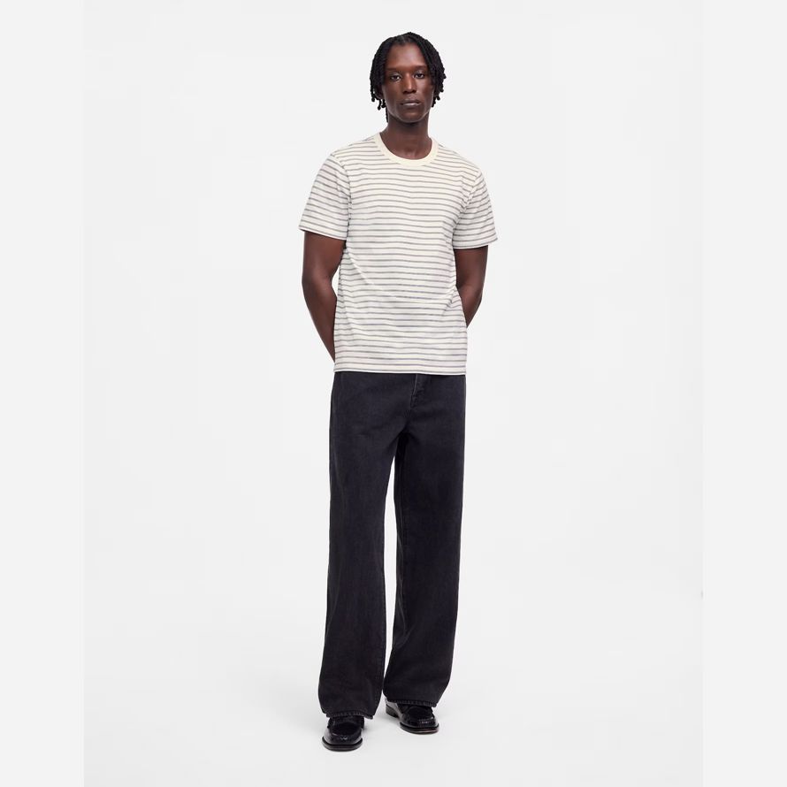 mens madewell garment-dyed allday crewneck t-shirts cream black