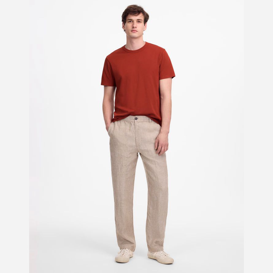 madewell garment-dyed allday crewneck mens t-shirts red brown