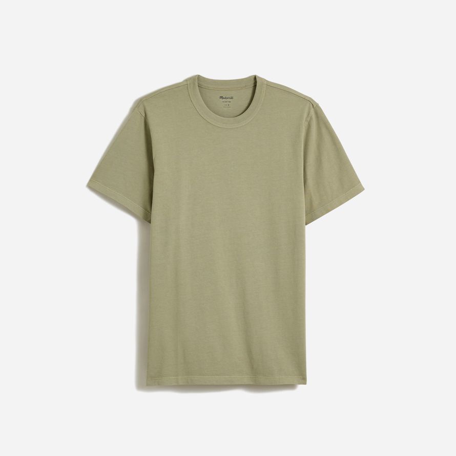 mens madewell garment-dyed allday crewneck t-shirts green