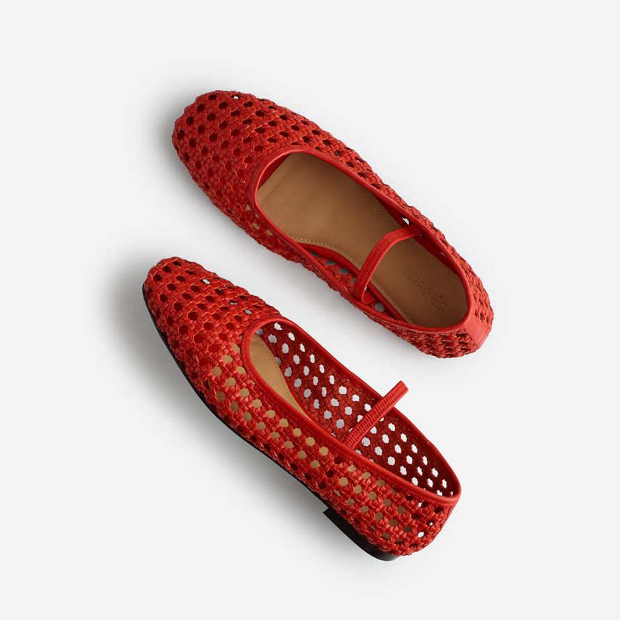 womens madewell the greta ballet flat red