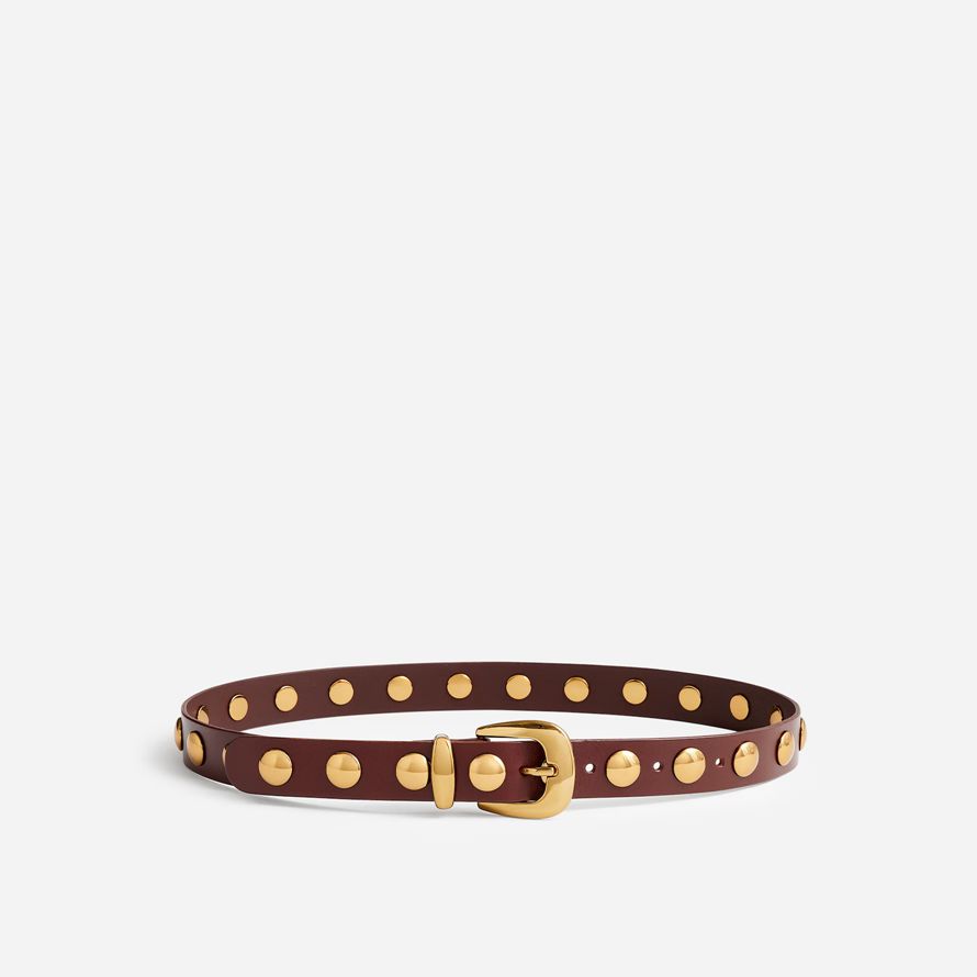 womens madewell studded western belt brown