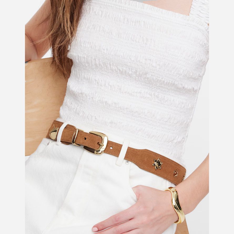 madewell sun medallion wide suede womens belt brown