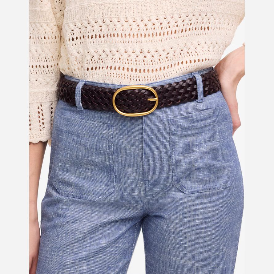 chocolate madewell oval-buckle leather womens belt