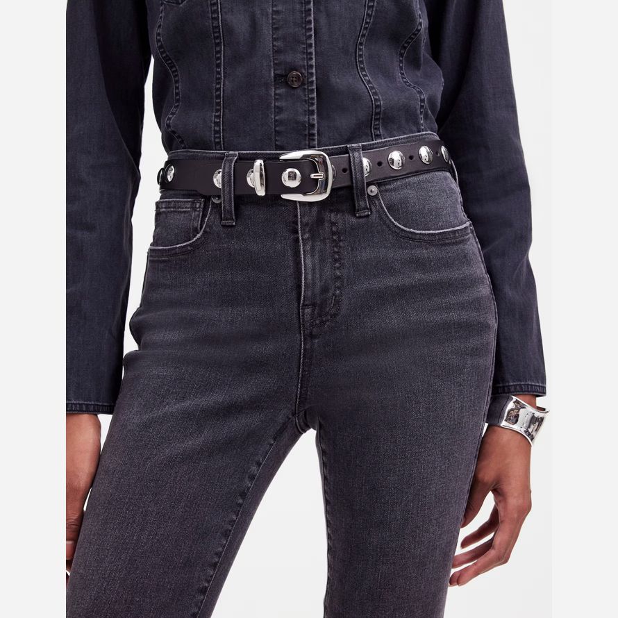 madewell studded western womens belt black
