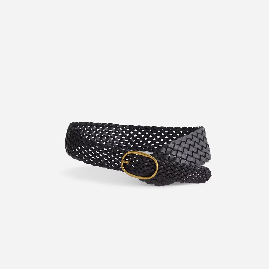 madewell woven leather hip womens belt black