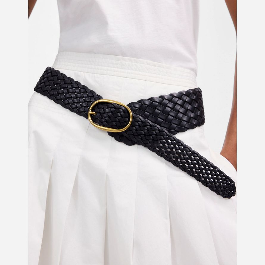 madewell woven leather hip womens belt black
