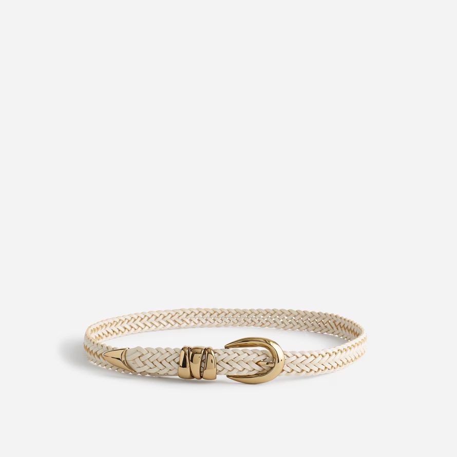 beige womens madewell triple metal keeper belt