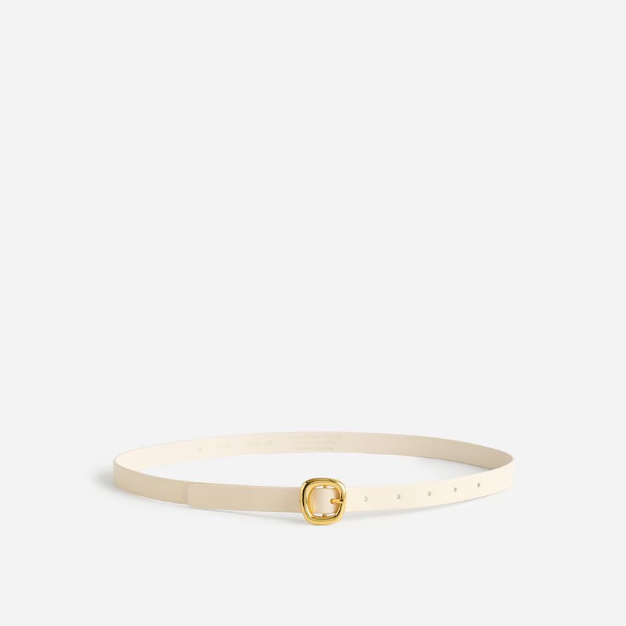 womens madewell sculptural buckle leather skinny belt cream