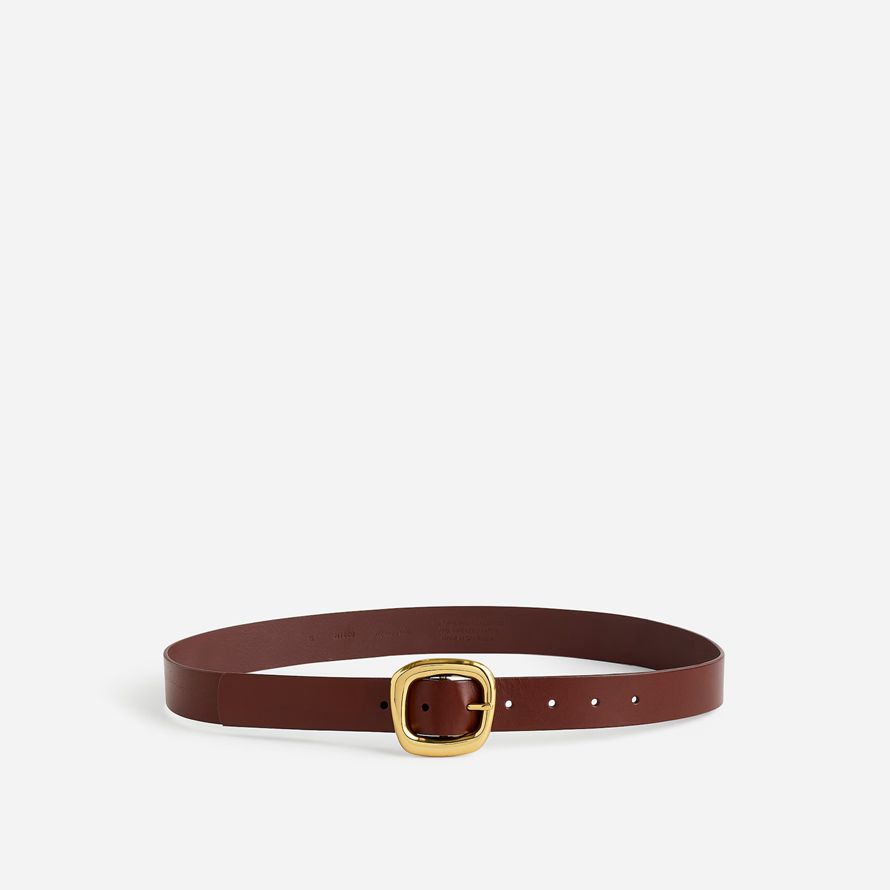 brown womens madewell sculptural buckle belt