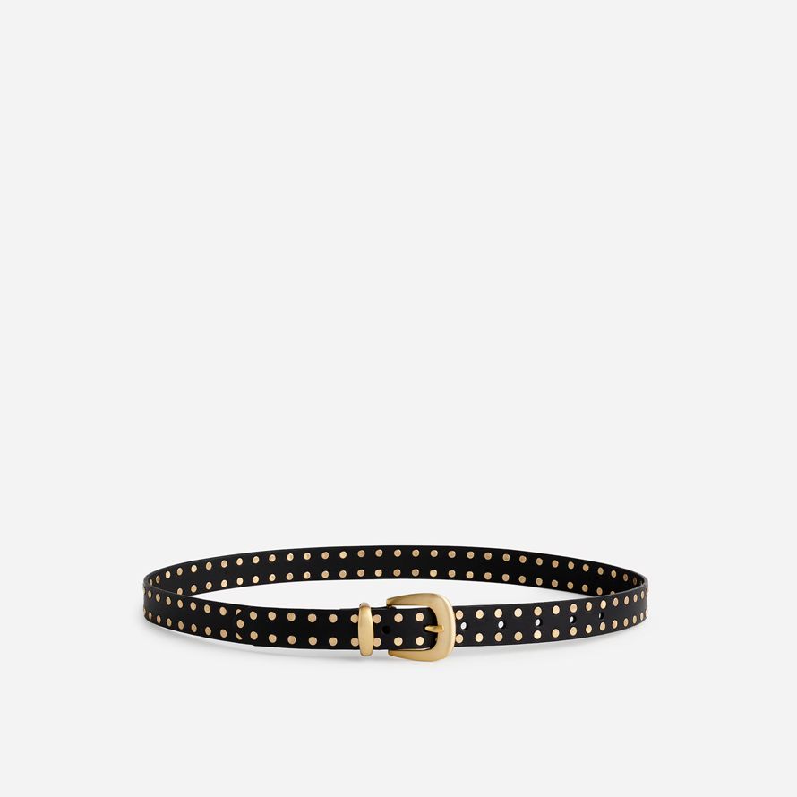 black womens madewell flat studded western belt